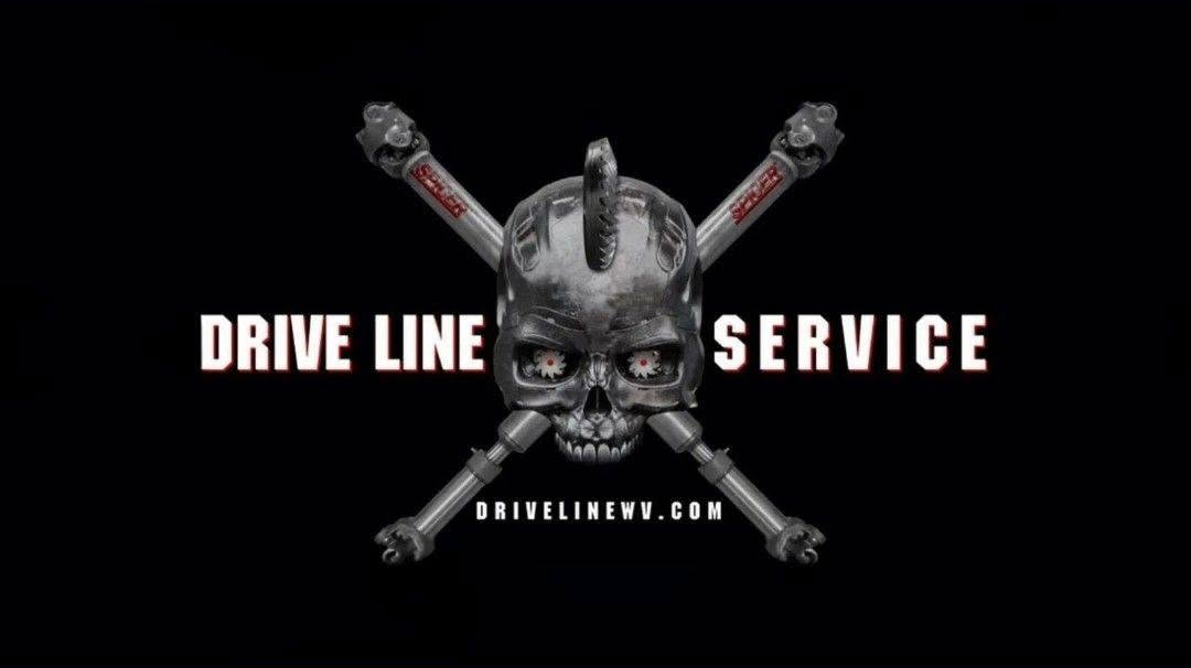 Drive Line Service logo: a chrome skull over crossed driveshafts
